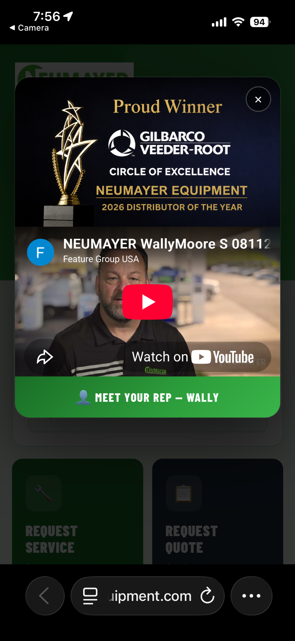 Neumayer personalized representative video shown on a mobile phone